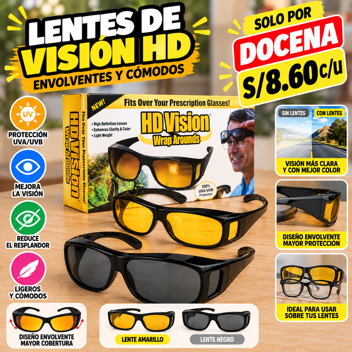🕶️ LENTES HD VISION ENVOLVENTES