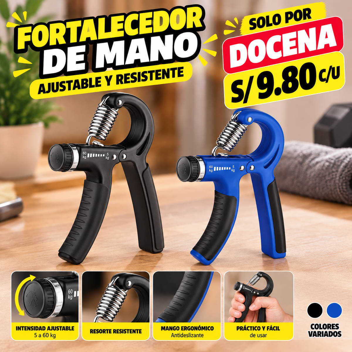 💪 FORTALECEDOR DE MANO AJUSTABLE