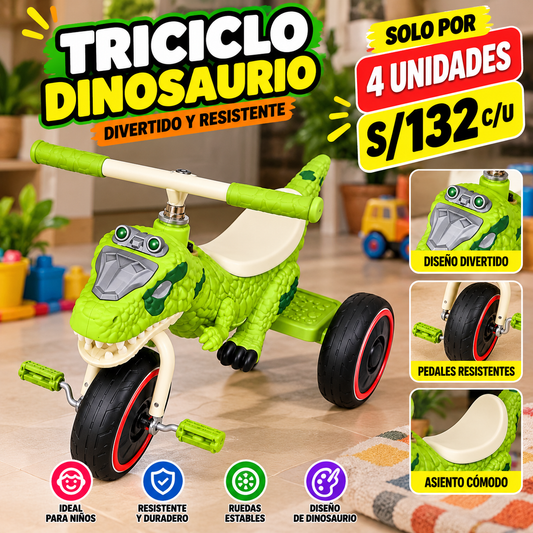 🦖 TRICICLO DINOSAURIO / 4 UNIDADES